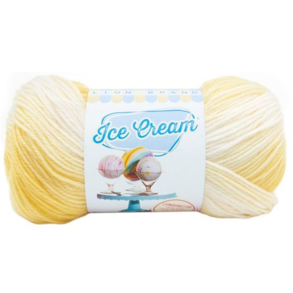 NWT 1 Skein Lion Brand Ice Cream Yarn - Colorway "Lemon Meringue"